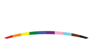 The image shows a logo with the words "All children families individuals" and a rainbow-colored arc below.