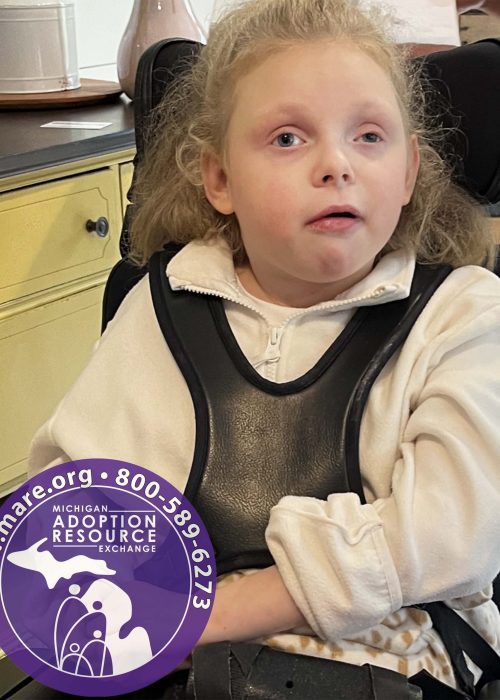 A young person with a Michigan Adoption Resource Exchange logo is shown, suggesting an adoption-related context.